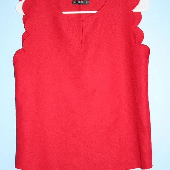 SHEIN Red High Neck Key-Hole Neckline Flutter Sleeves XS - Picture 3 of 13